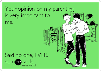 Your opinion on my parenting
is very important to
me.




Said no one, EVER.